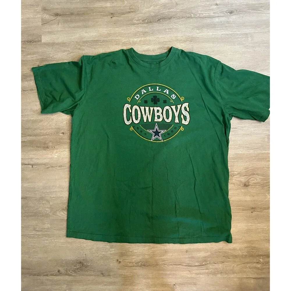 Dallas Cowboys St Patrick’s Day Green T Shirt 3XLT Big Tall NFL Tee Shamrock - Picture 5 of 13